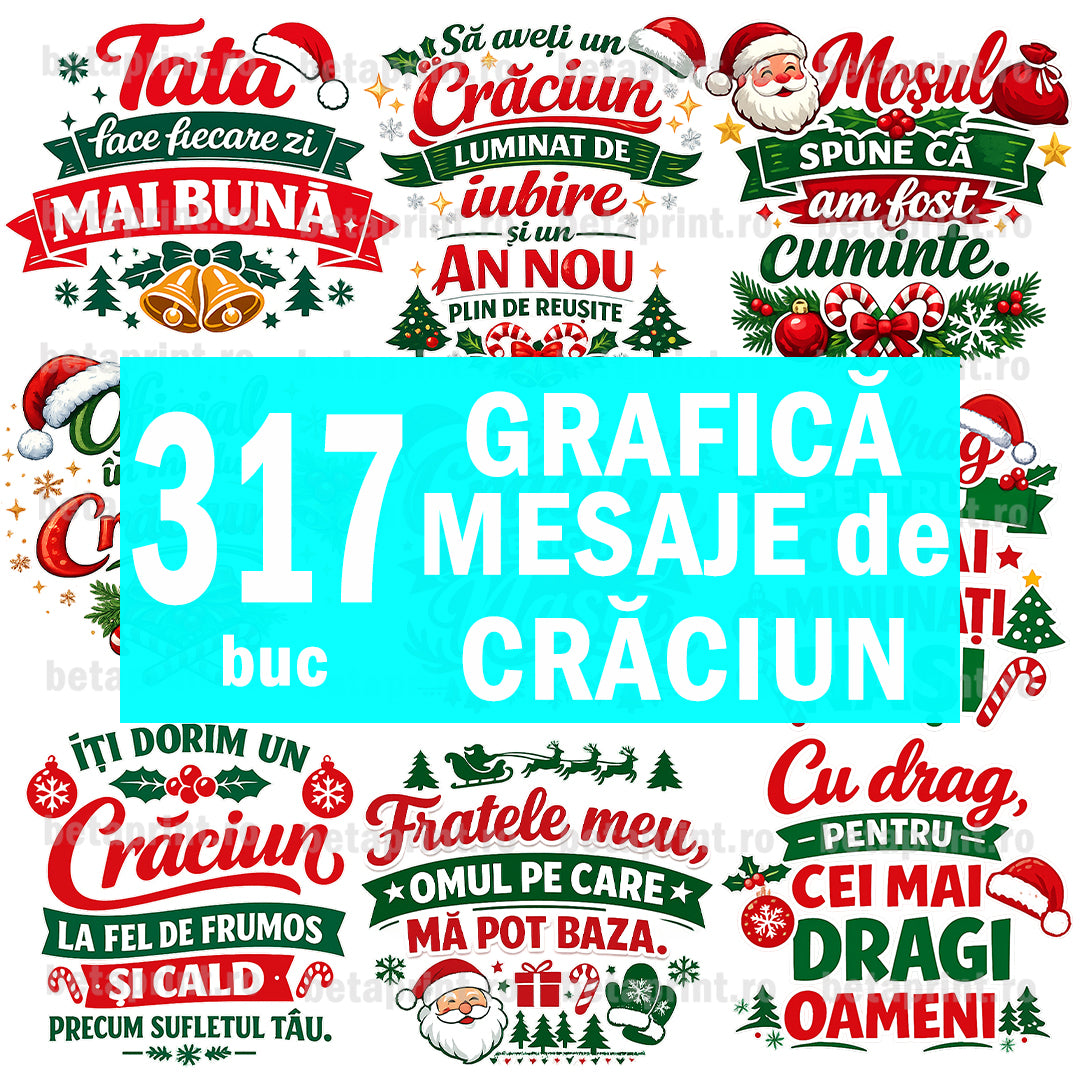 Set 317 Grafici de Crăciun – PNG pentru Produse Personalizate | Căni, Tricouri, Perne & Print