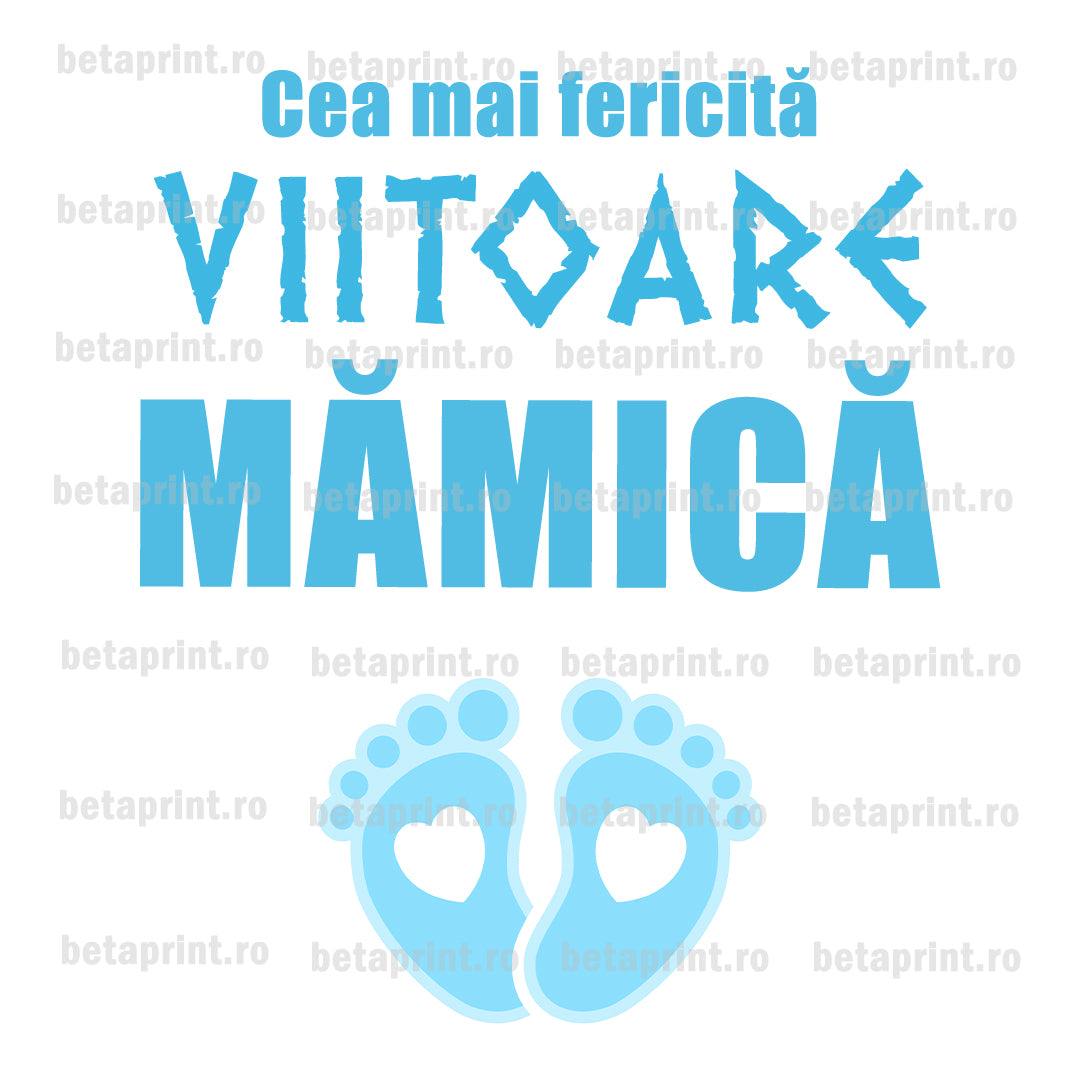 Grafică cu mesaj: Viitoare mamica de baiat, albastru – PNG pentru Produse Personalizate