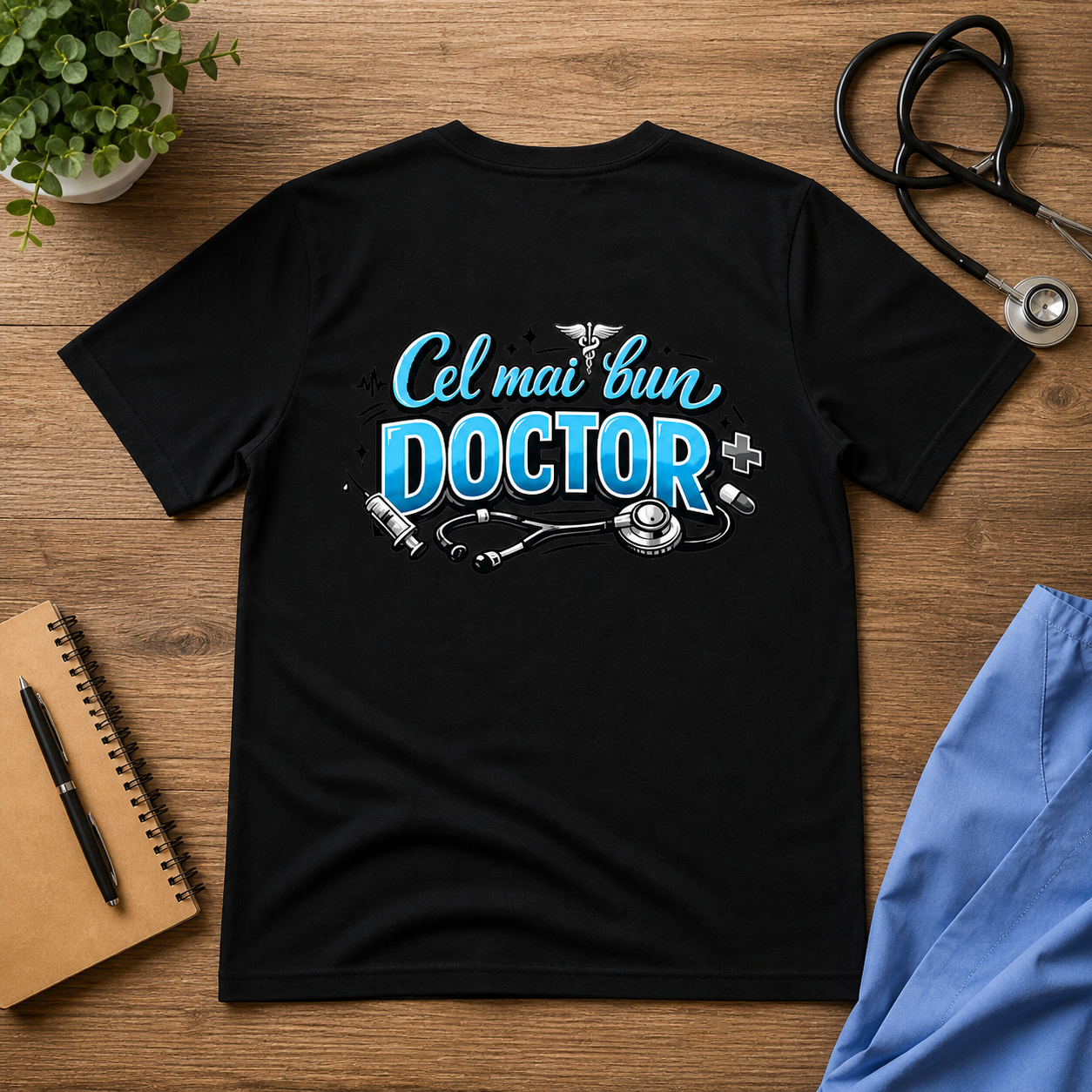Tricou personalizat cu mesaj:"Cel mai bun doctor"