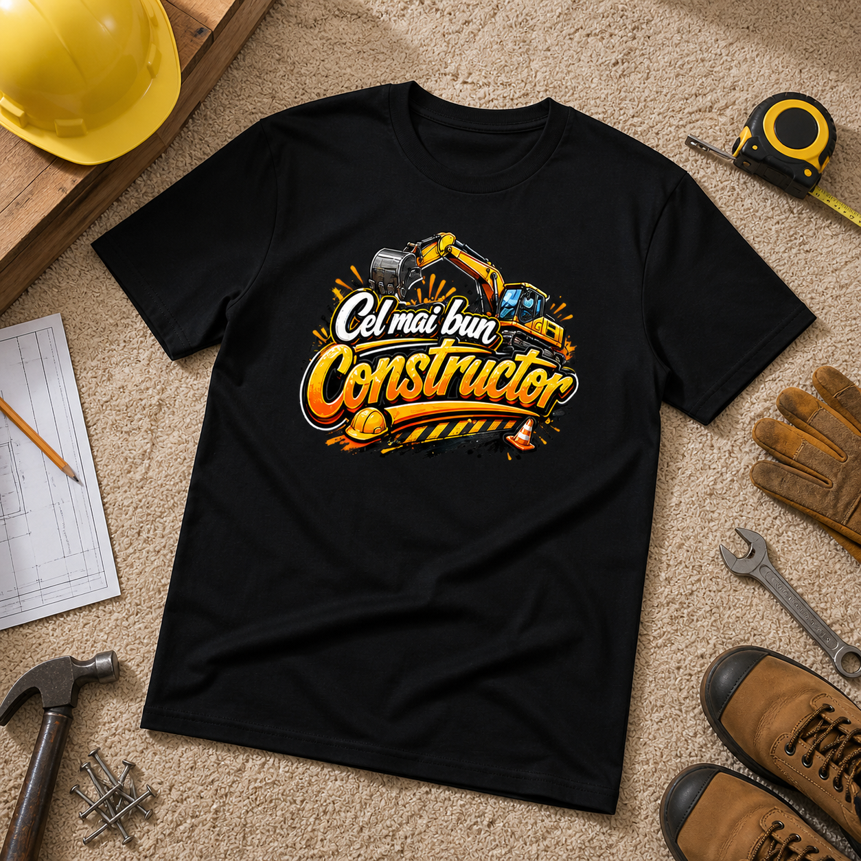 Tricou personalizat cu mesaj:"Cel mai bun constructor", bumbac 100%
