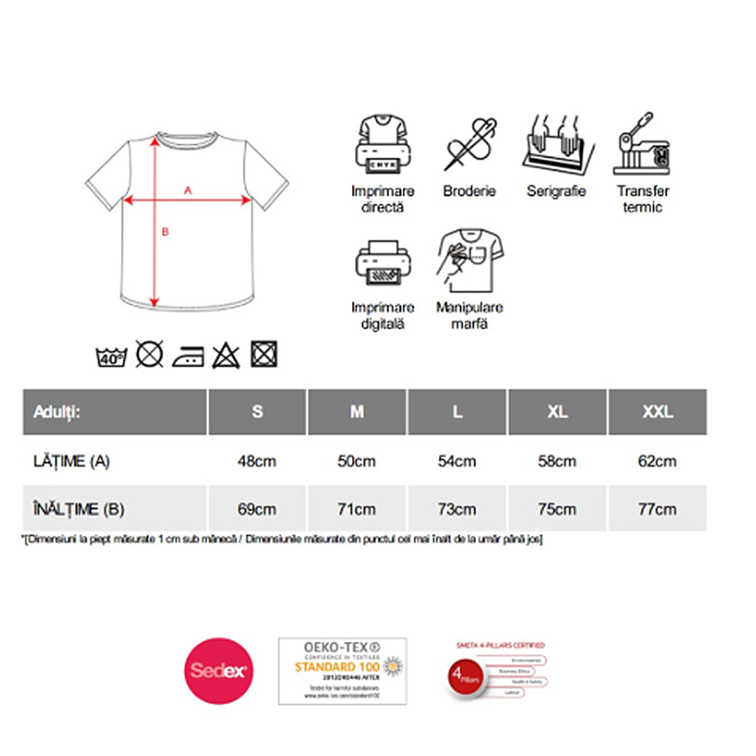 Tricou personalizat cu mesaj:"Cel mai bun bucatar", bumbac 100%
