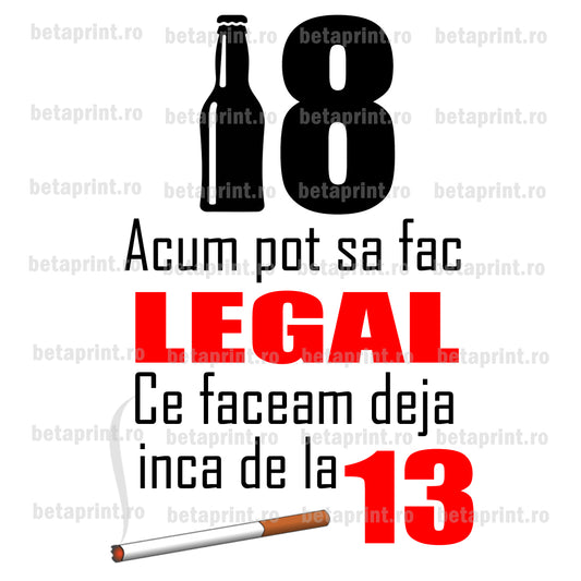 Grafică cu mesaj: 18 ani – PNG pentru Produse Personalizate