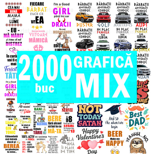 Mega Pack 2000 Grafici – Mesaje în Română & Engleză | PNG pentru Produse Personalizate
