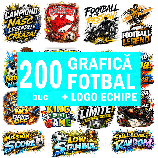 Set 200 Grafici Model Fotbal – PNG Premium pentru Produse Personalizate | Căni, Tricouri, Perne & Print