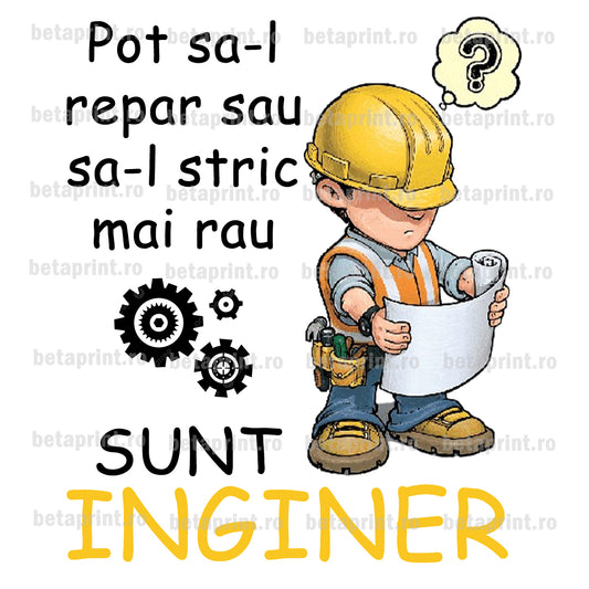 Grafică cu mesaj: INGINER – PNG pentru Produse Personalizate