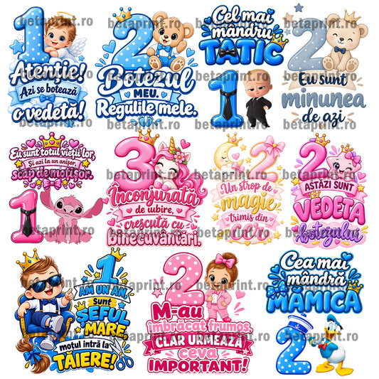Set 285 Grafici pentru Botez – PNG pentru Produse Personalizate | Căni, Tricouri, Perne & Print