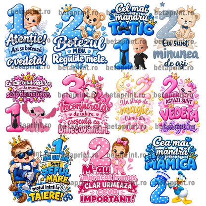 Set 285 Grafici pentru Botez – PNG pentru Produse Personalizate | Căni, Tricouri, Perne & Print