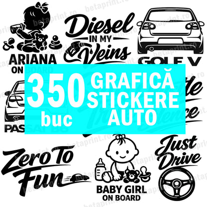 Set 350 Grafici Stickere Auto – PNG pentru Stickere
