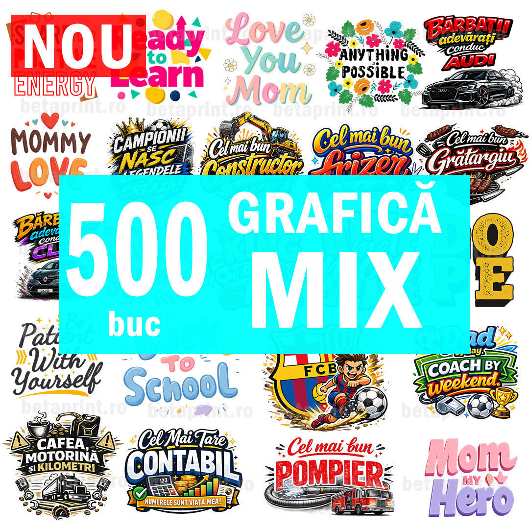 Mega Pack 500 Grafici – Mesaje în Română & Engleză | PNG pentru Produse Personalizate