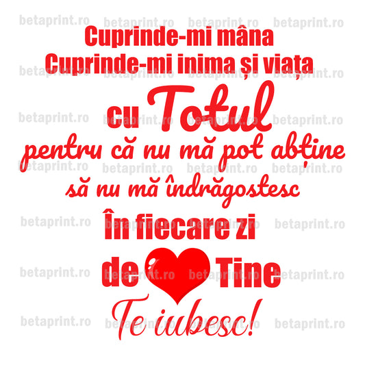 Grafică cu mesaj: Te iubesc – PNG pentru Produse Personalizate