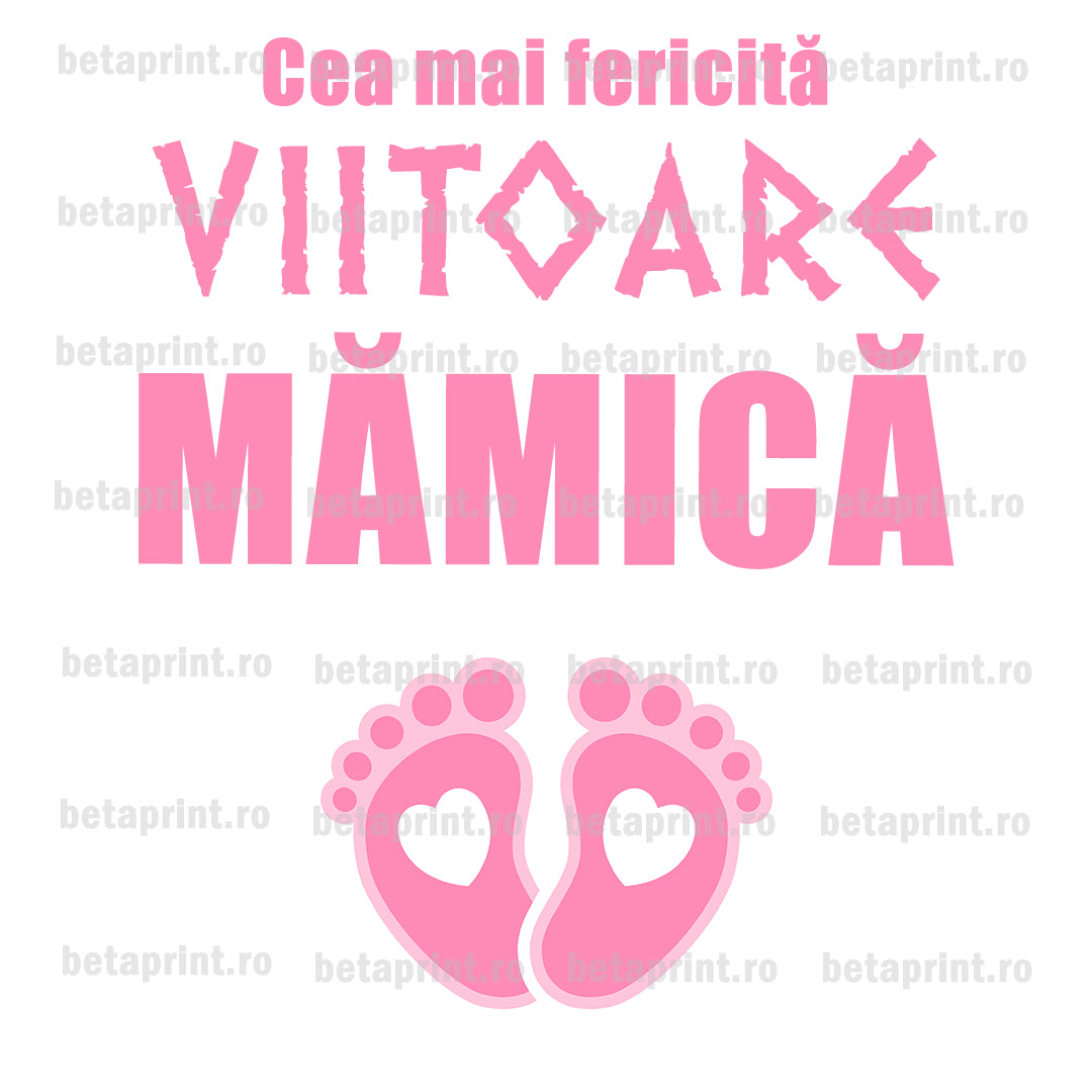 Grafică cu mesaj: Viitoare mamica de fetiță, albastru – PNG pentru Produse Personalizate