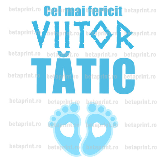 Grafică cu mesaj: Viitor tătic de băiat, albastru – PNG pentru Produse Personalizate