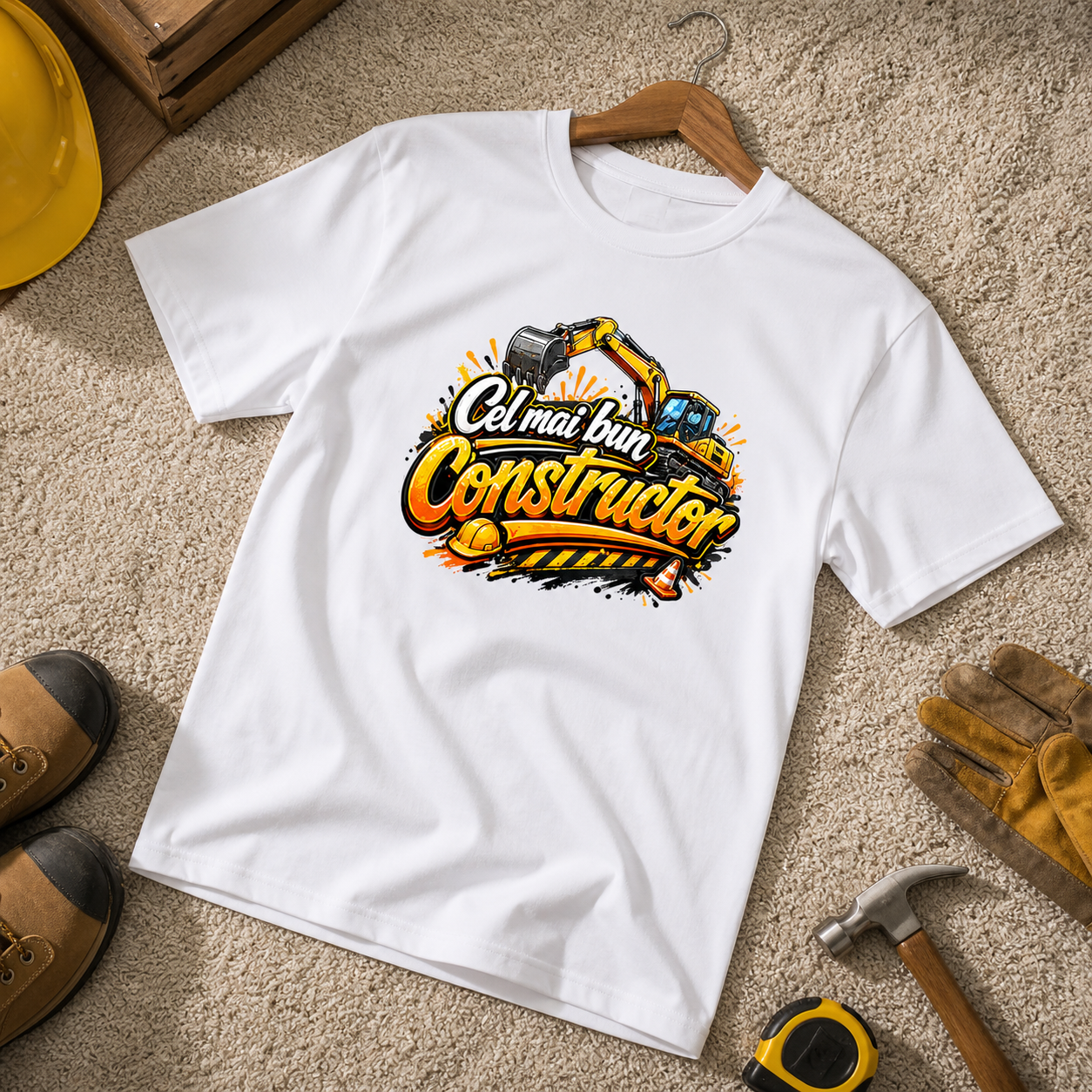 Tricou personalizat cu mesaj:"Cel mai bun constructor", bumbac 100%