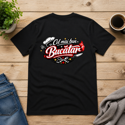 Tricou personalizat cu mesaj:"Cel mai bun bucatar", bumbac 100%