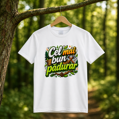 Tricou personalizat cu mesaj:"Cel mai bun padurar", bumbac 100%