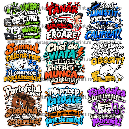 Set 300 Grafici Mesaje Amuzante cu Rimă – PNG pentru Produse Personalizate | Căni, Tricouri, Perne & Print