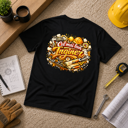 Tricou personalizat cu mesaj:"Cel mai bun inginer", bumbac 100%