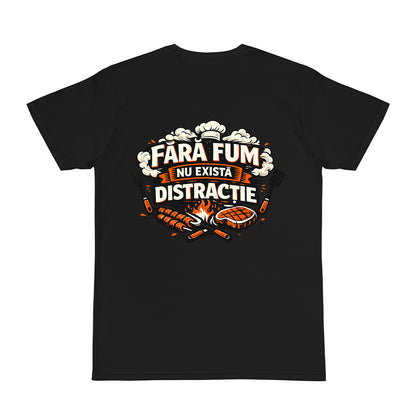 Tricou personalizat cu mesaj:"Fara fum nu exista distractie", bumbac 100%